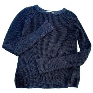 Sea Bleu Linen Blend Open Knit Navy Sweater, S